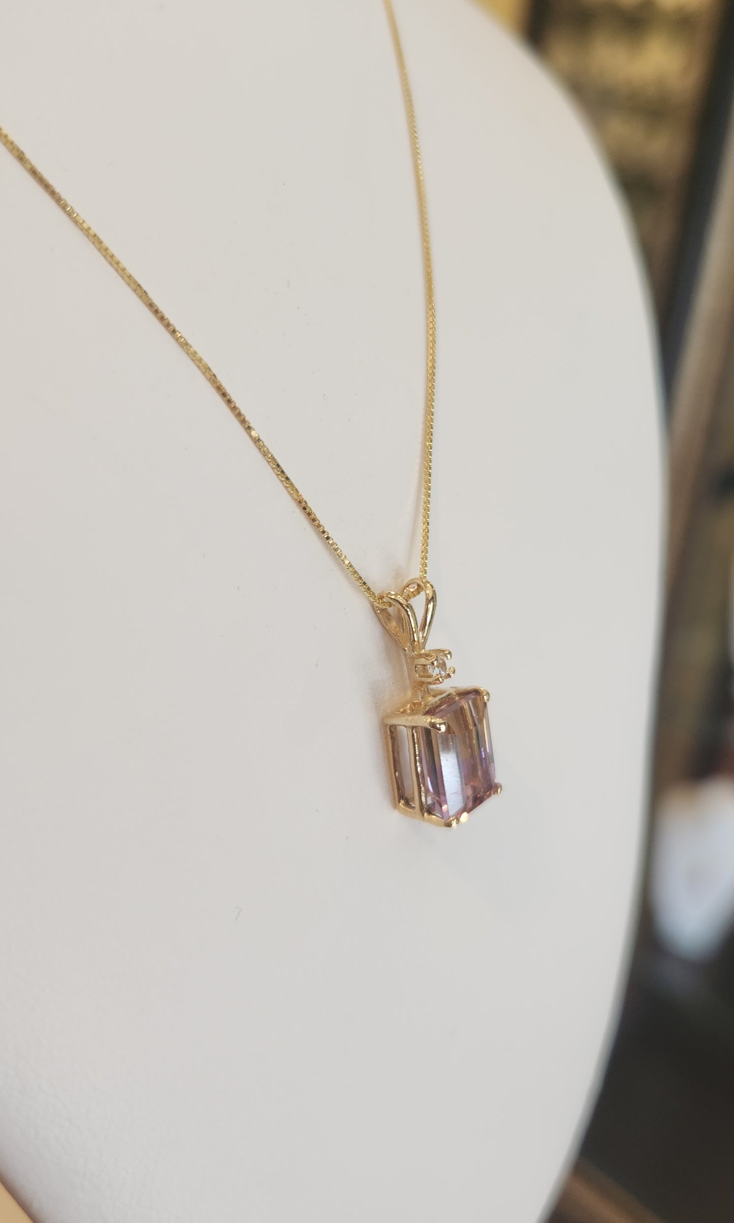 14k yellow gold ametrine and diamond pendant