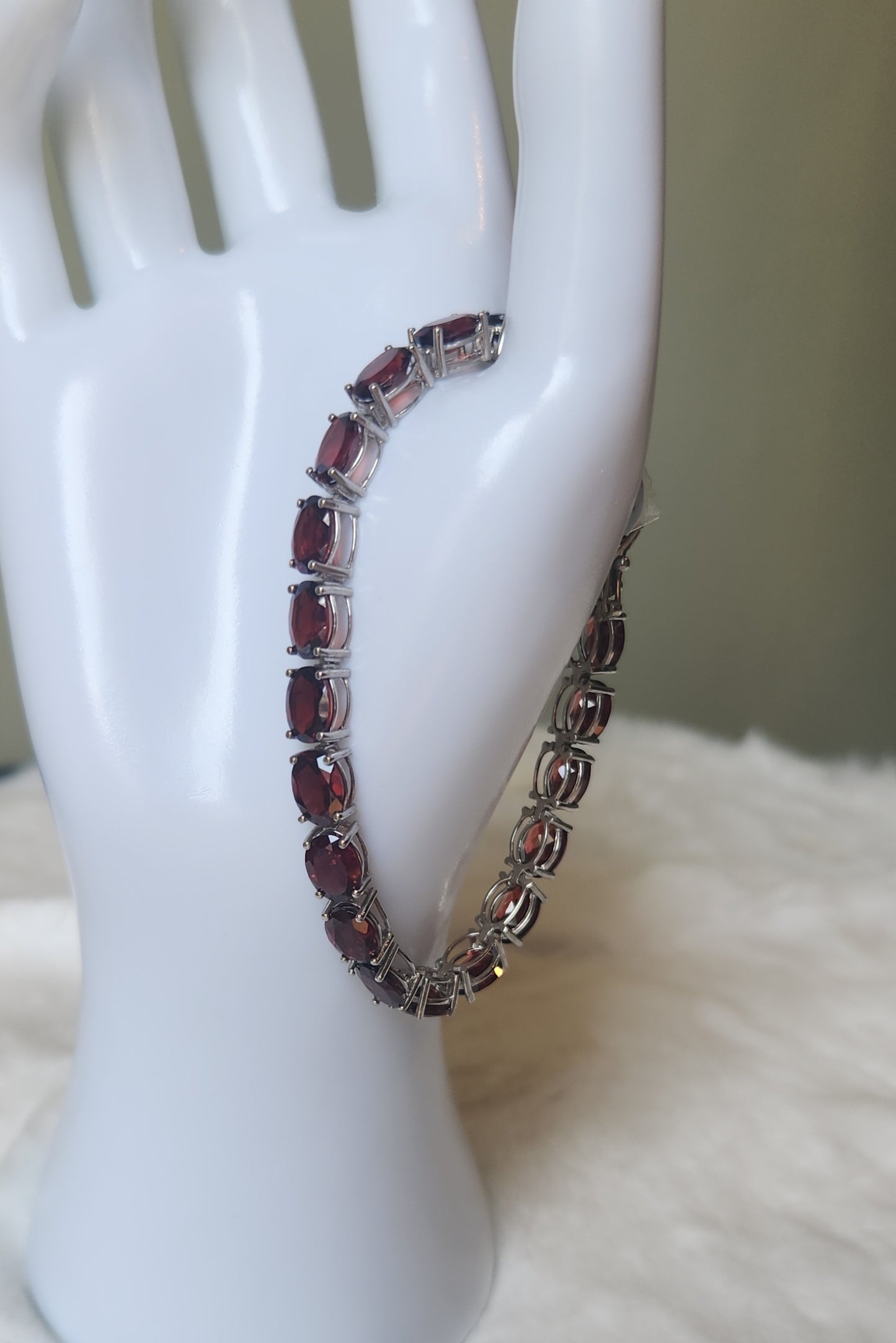 Sterling silver garnet tennis bracelet