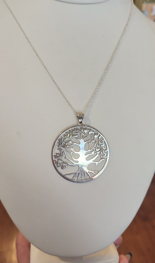 Sterling silver large tree of life pendant