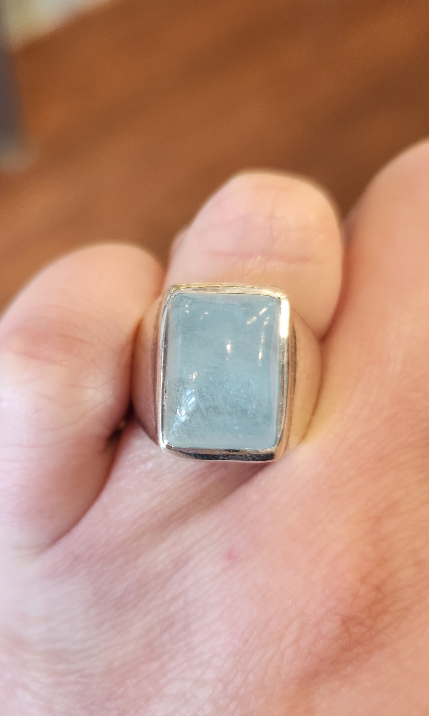 Sterling silver aquamarine statement ring