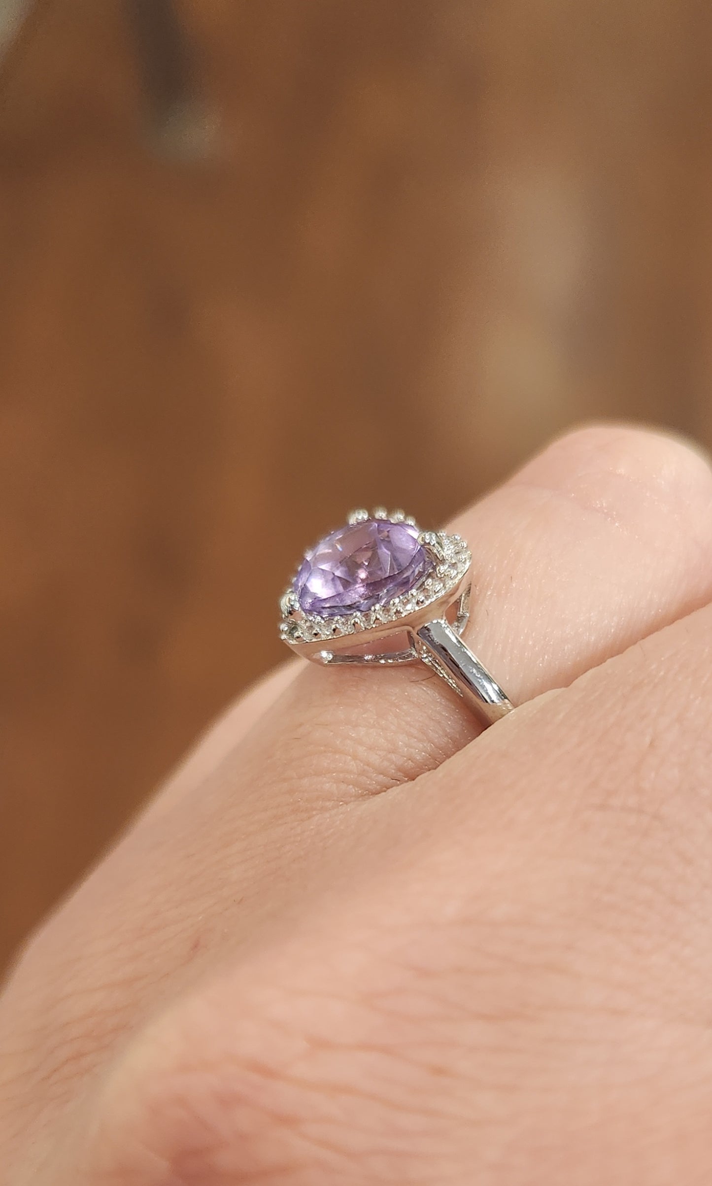 Sterling silver amethyst heart ring