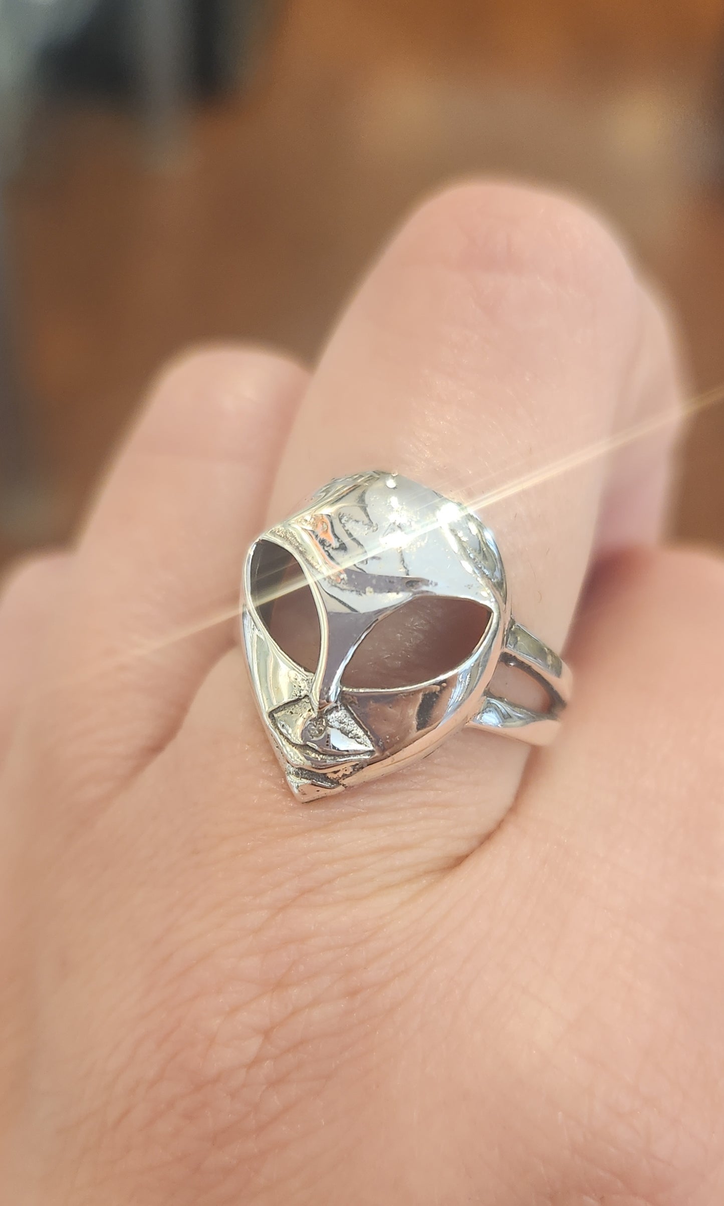 Sterling silver alien face ring