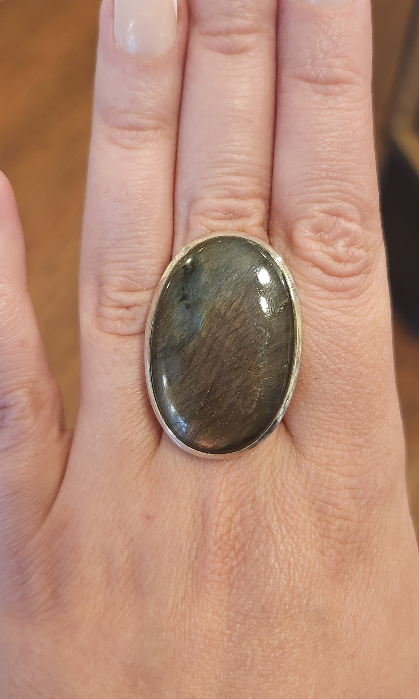 Sterling silver labradorite statement ring