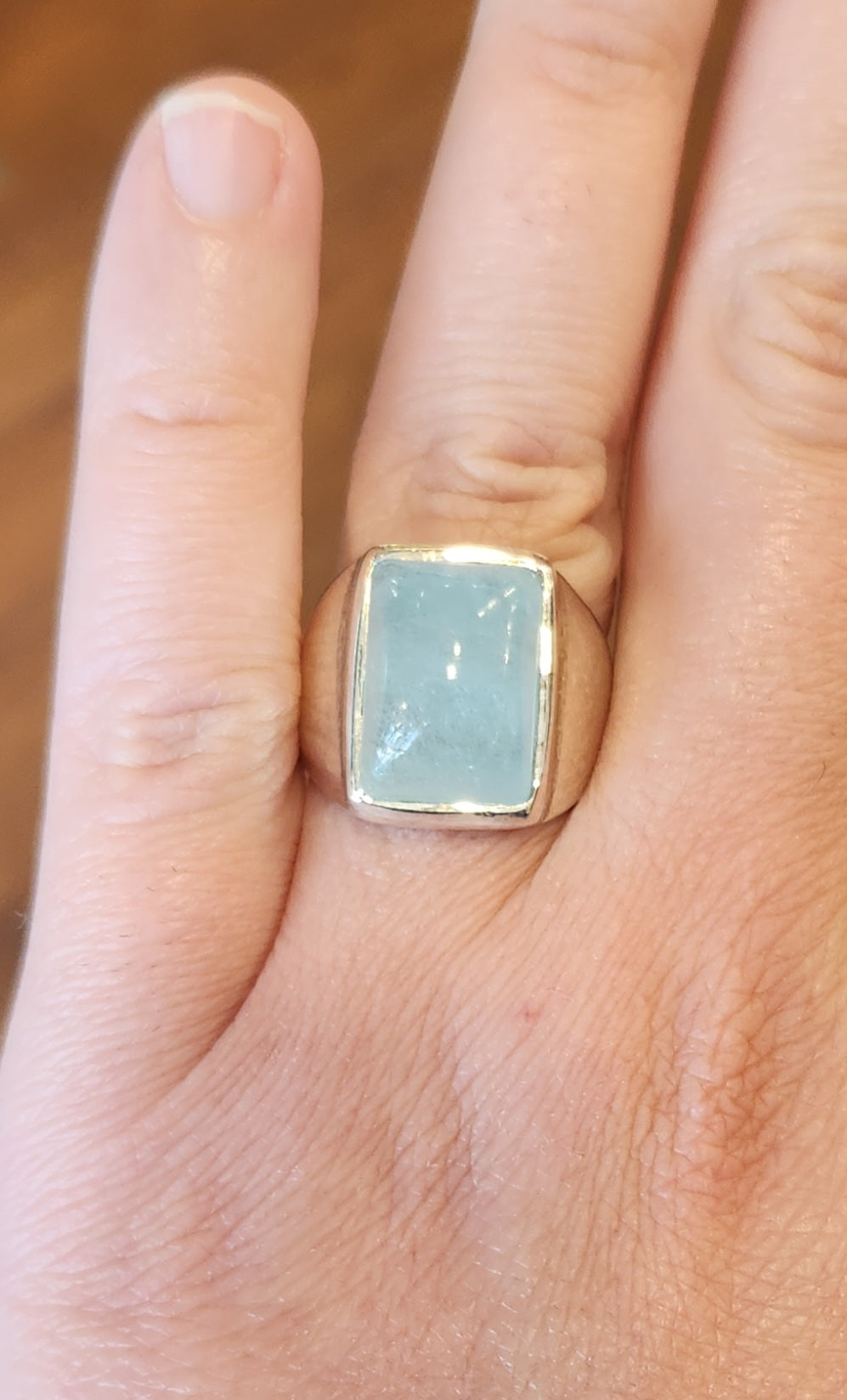 Sterling silver aquamarine statement ring