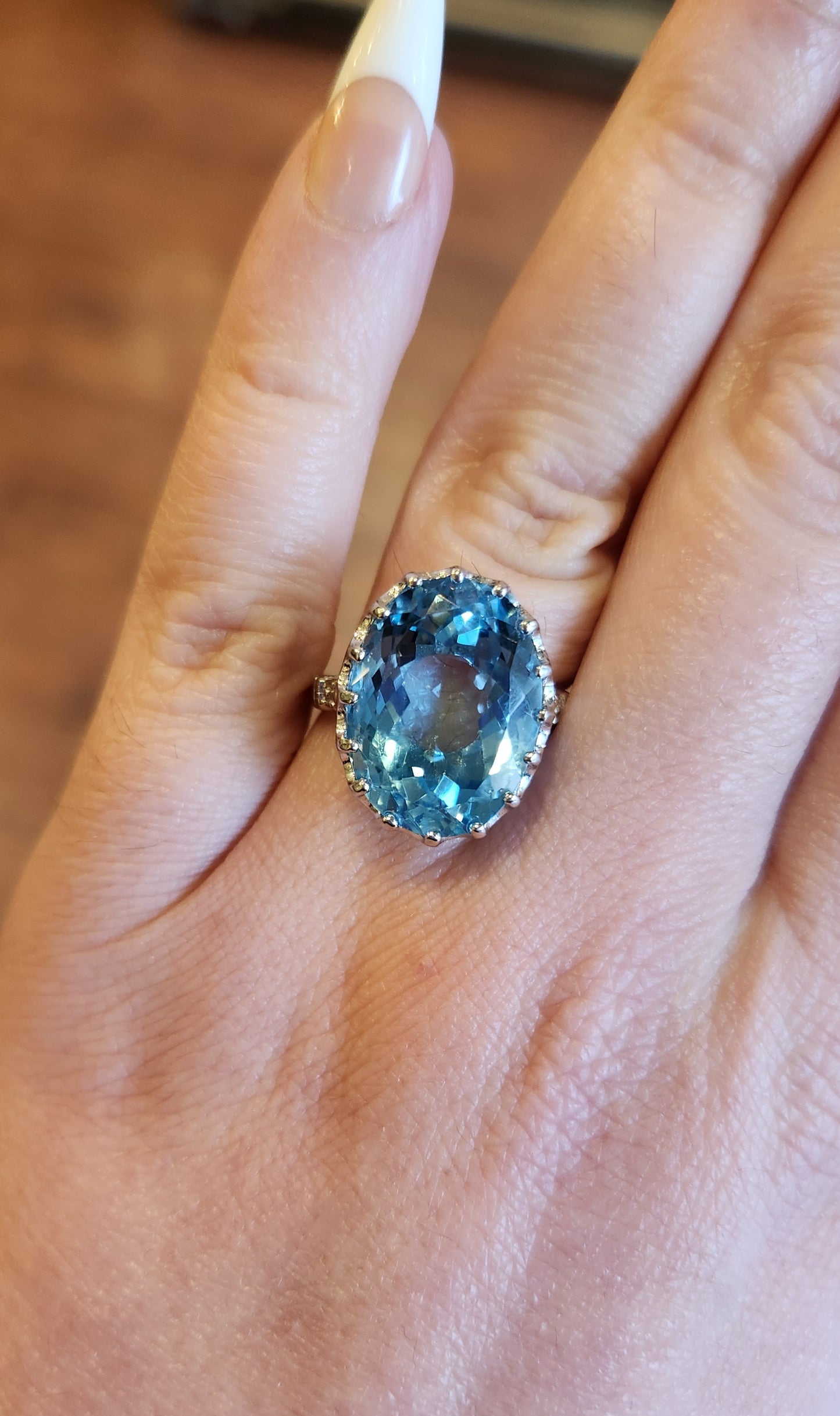 Sterling silver blue topaz statement ring