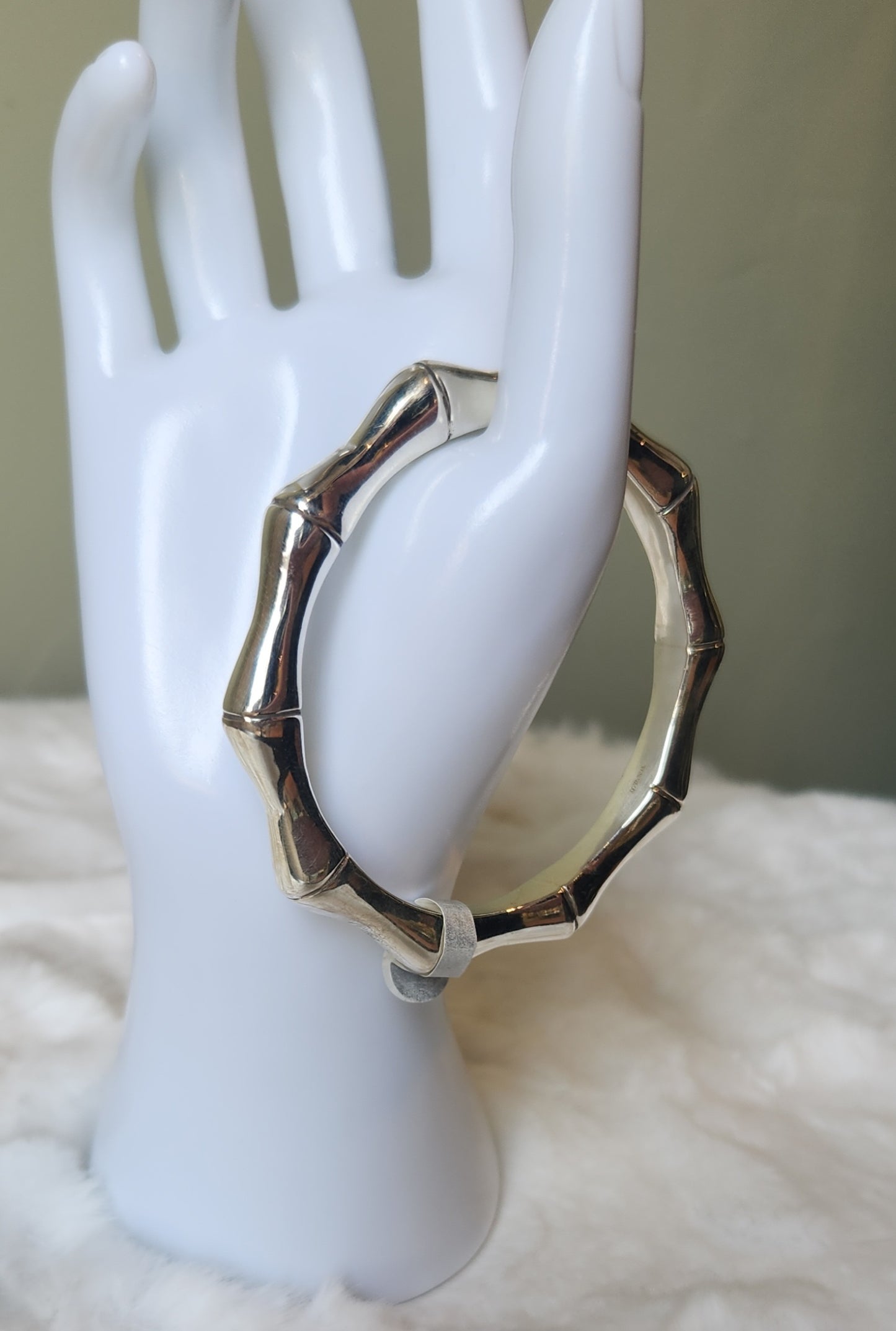 Sterling silver bamboo bangle bracelet