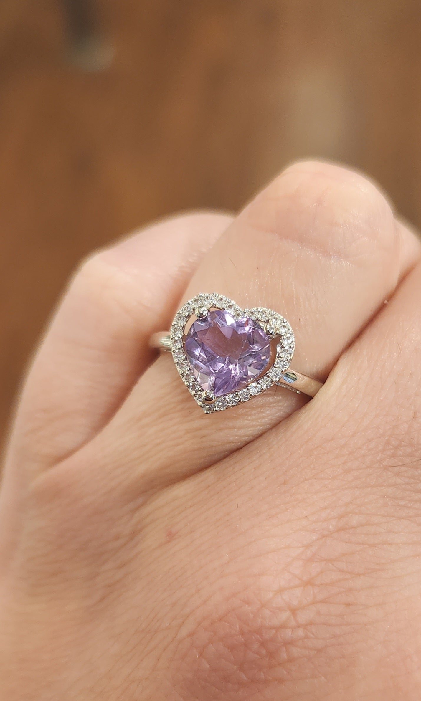 Sterling silver amethyst heart ring