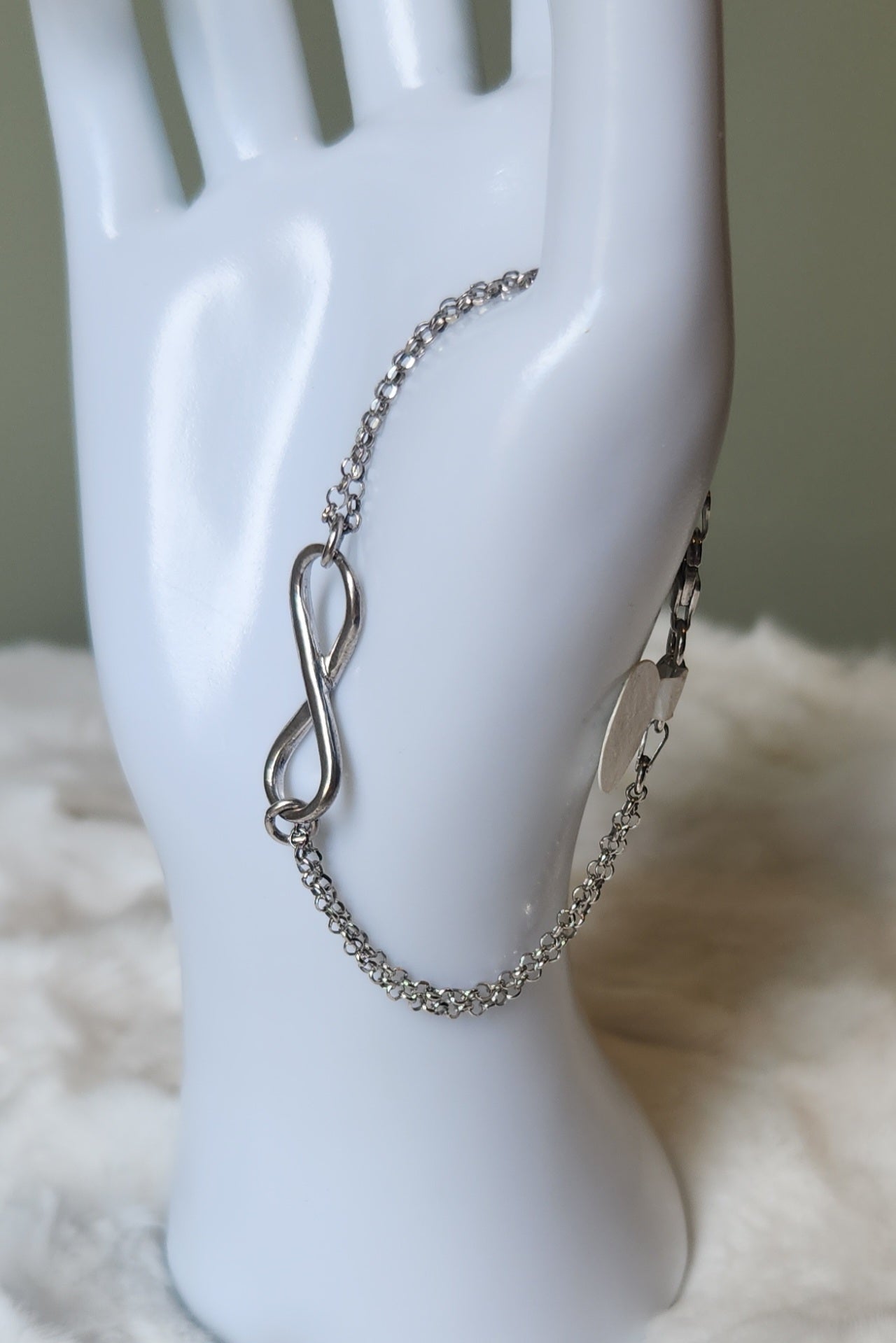 Sterling silver double-chain infinity bracelet