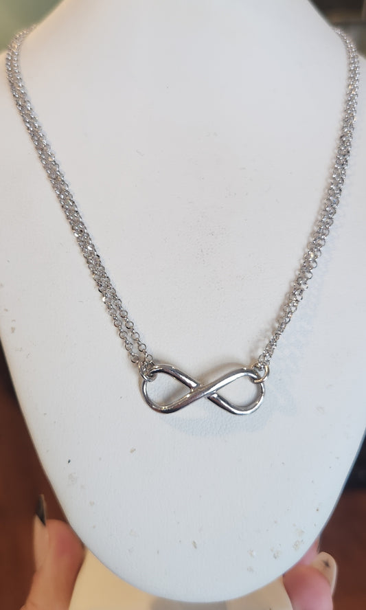 Sterling silver double chain infinity necklace