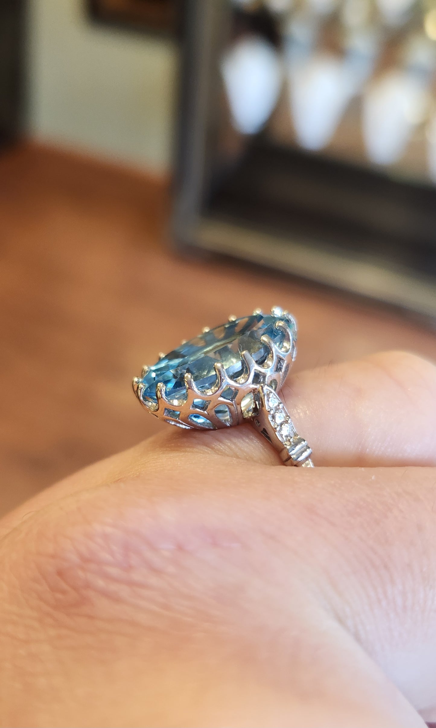 Sterling silver blue topaz statement ring