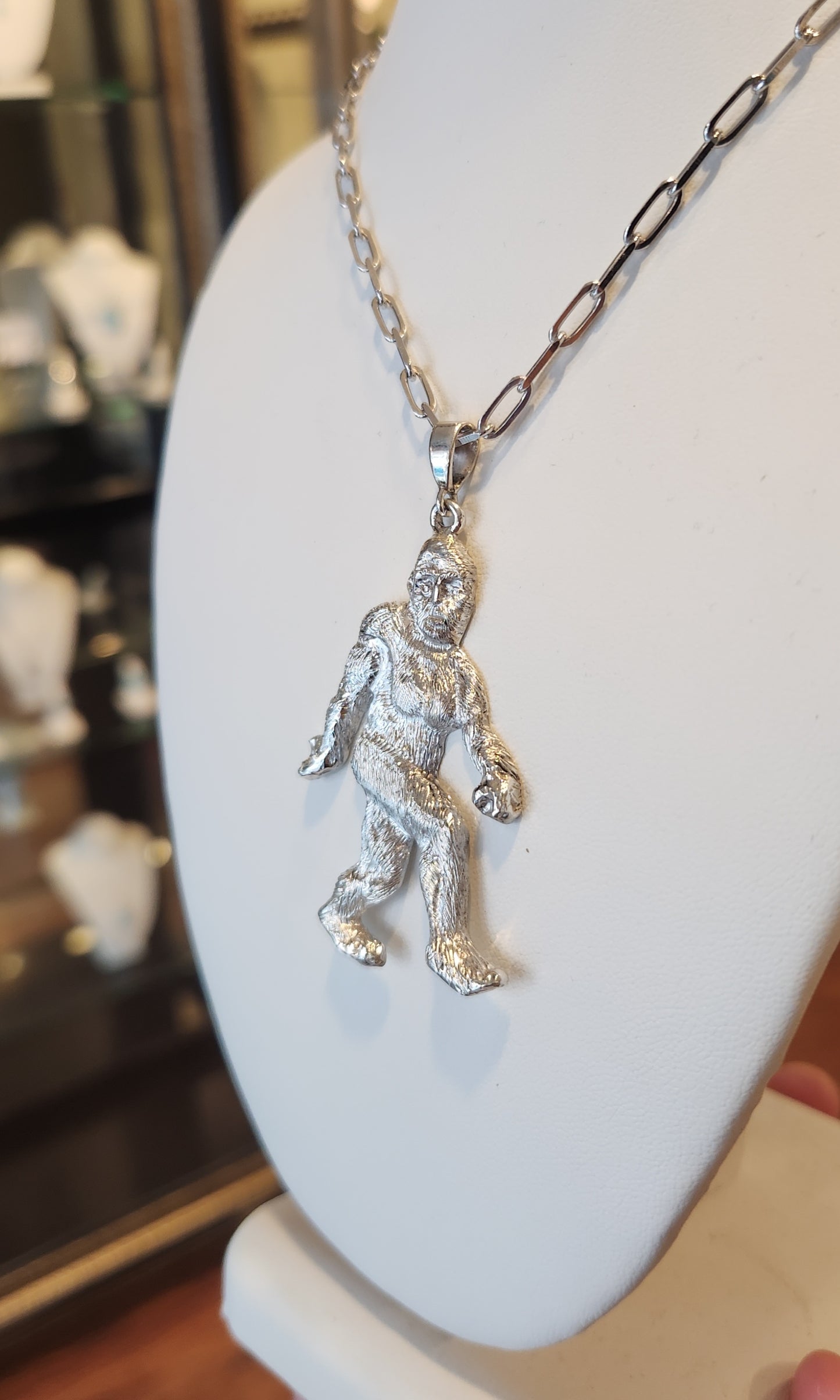 Sterling silver Bigfoot statement pendant and chain