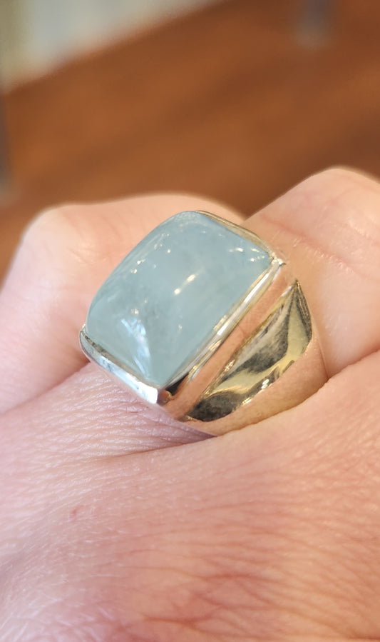 Sterling silver aquamarine statement ring