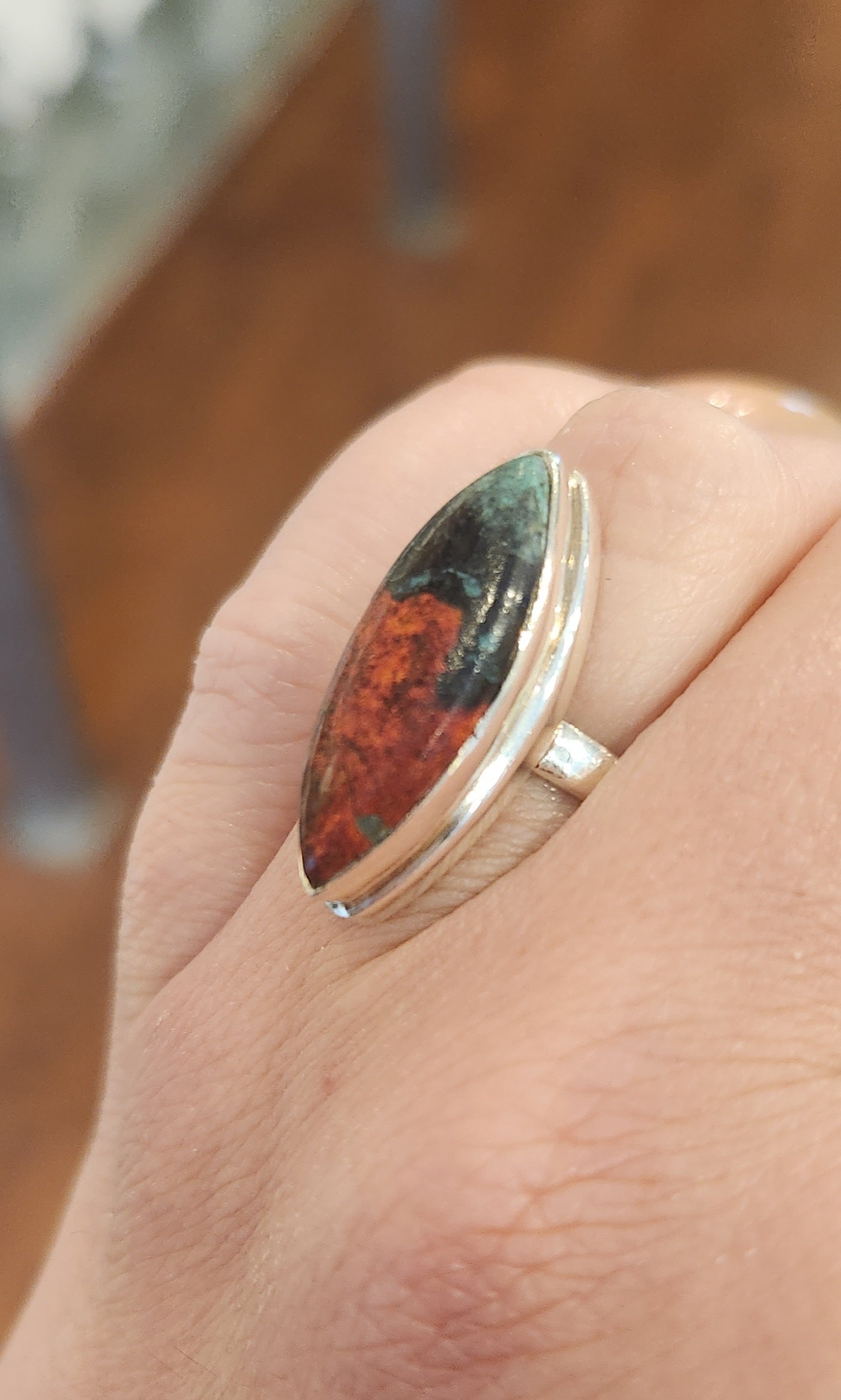 Sterling silver marquis-shaped sonora sunrise ring