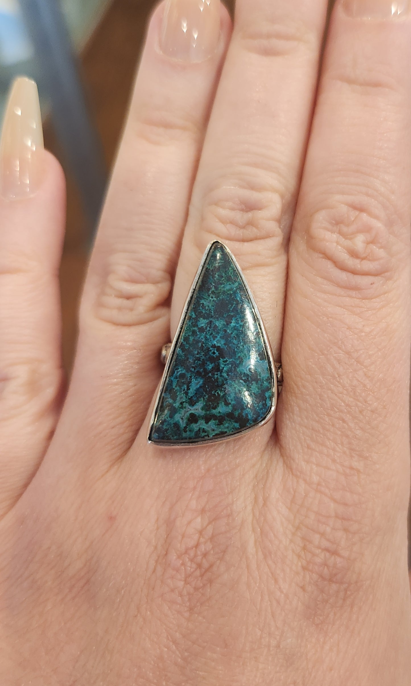 Sterling silver chrysocolla ring