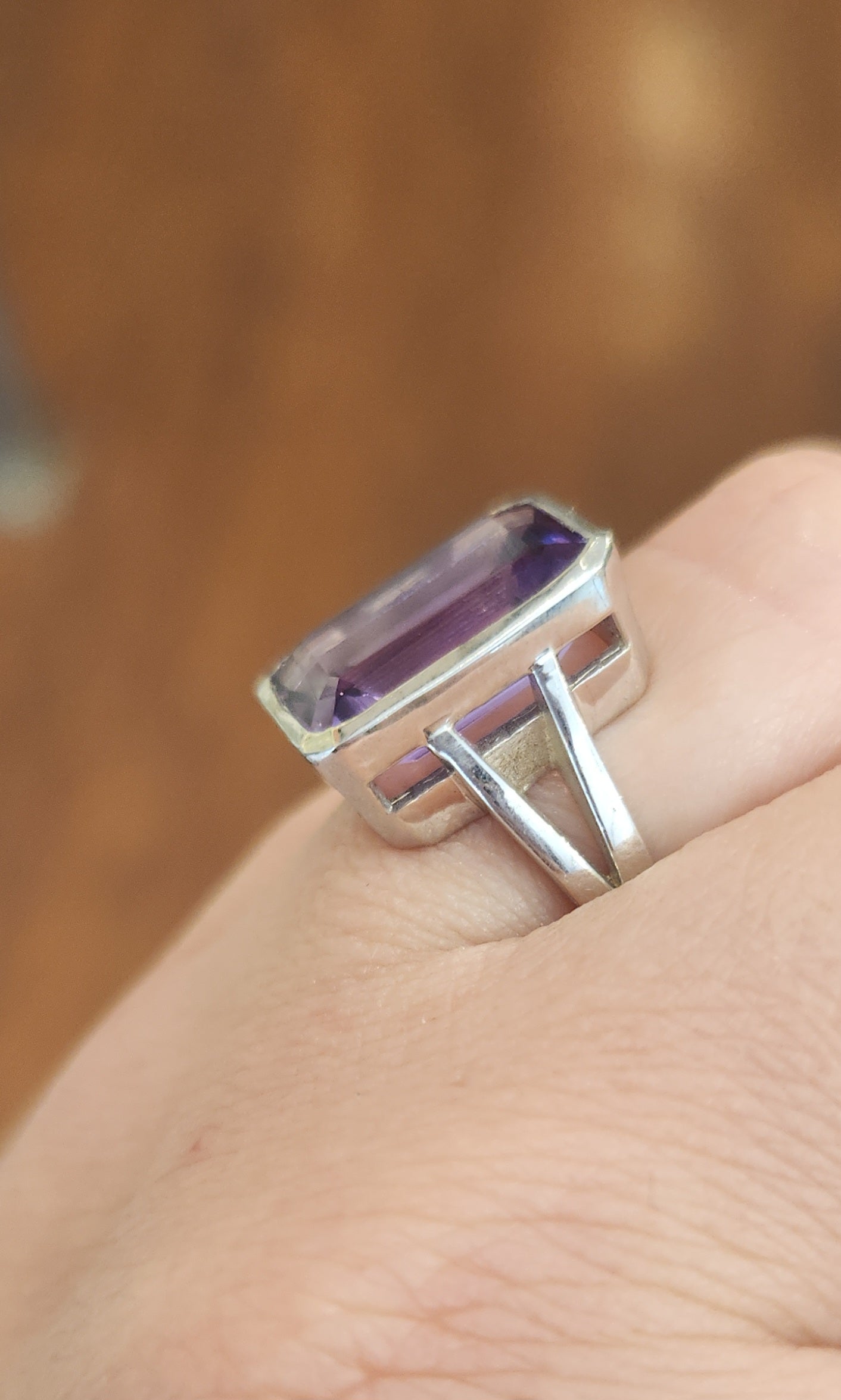 Sterling silver amethyst statement ring