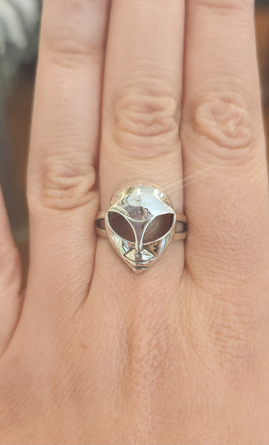 Sterling silver alien face ring