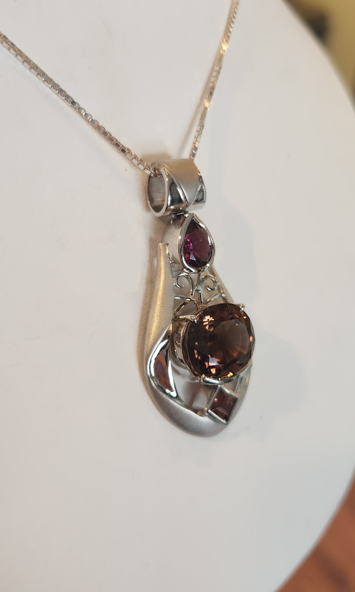 Sterling silver tourmaline statement pendant