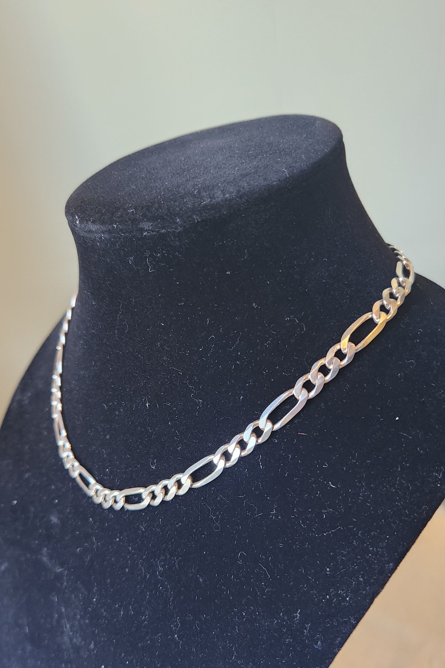 Sterling silver 6mm 18" figaro chain