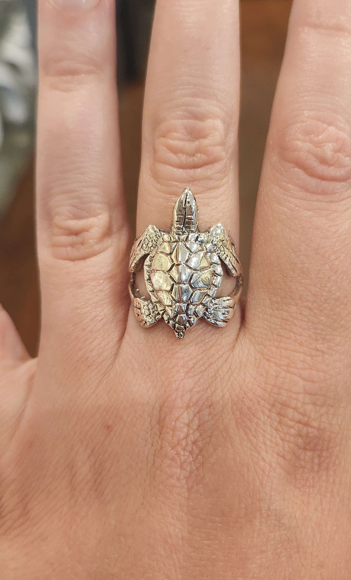 Sterling silver sea turtle ring