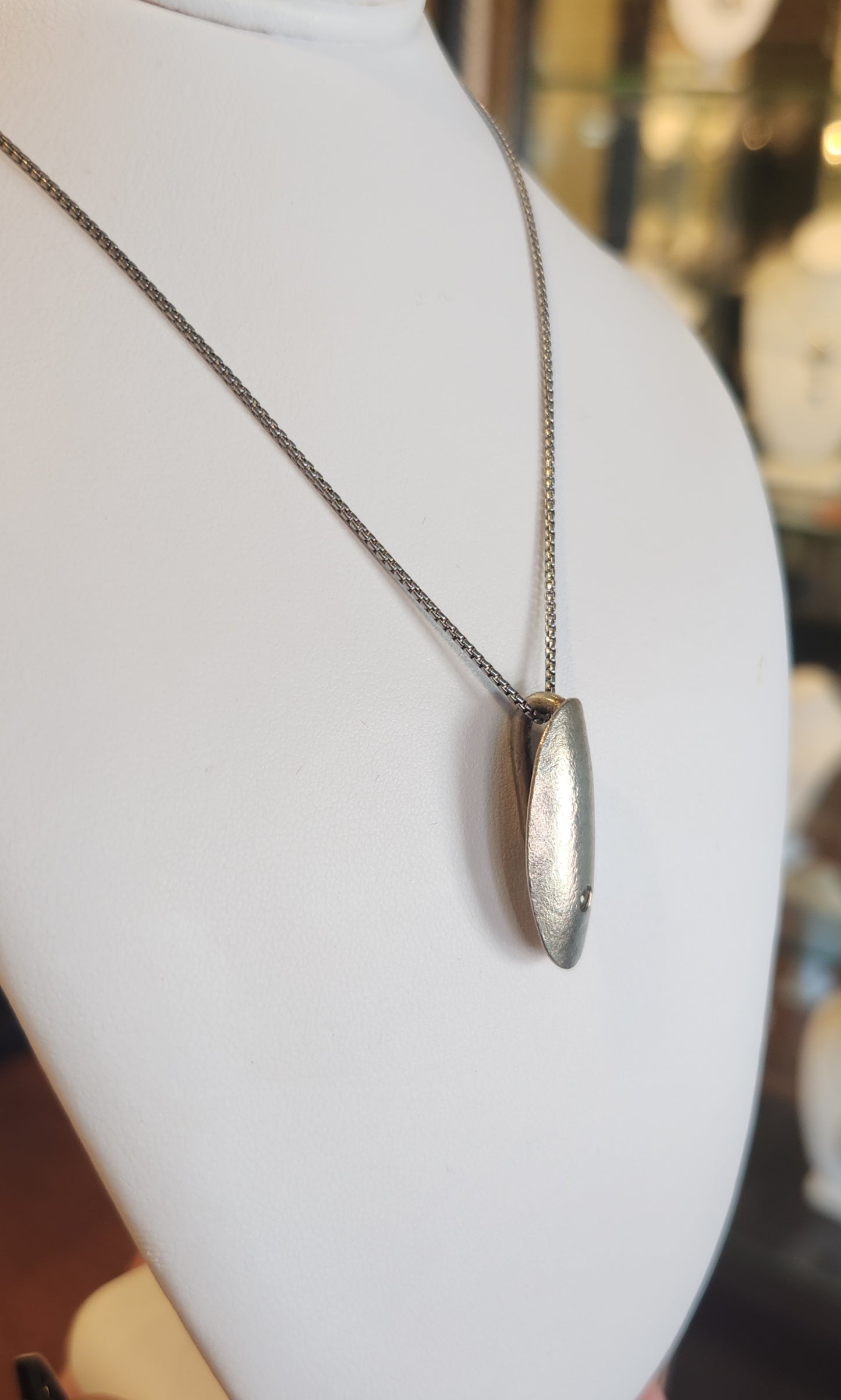 Sterling silver textured oval slide pendant with prasiolite