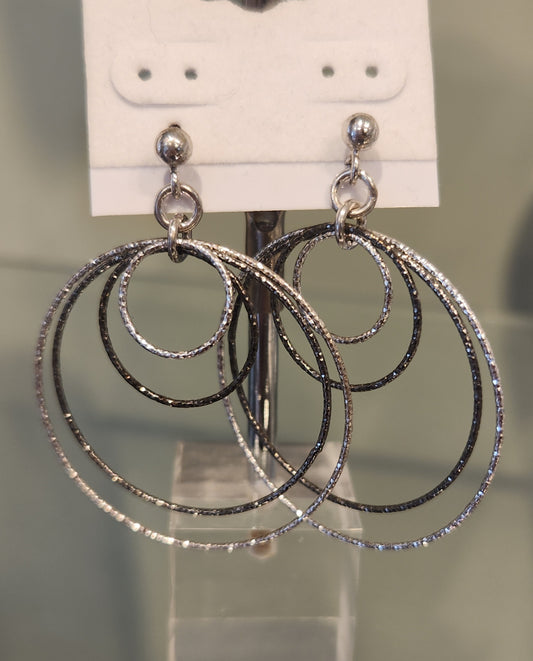 Sterling silver two-toned hoops dangle earrings