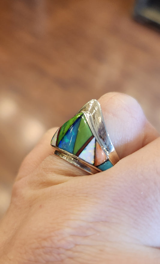 Sterling silver turquoise inlay ring