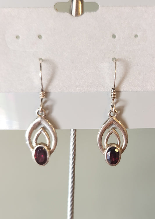 Sterling silver garnet dangle earrings