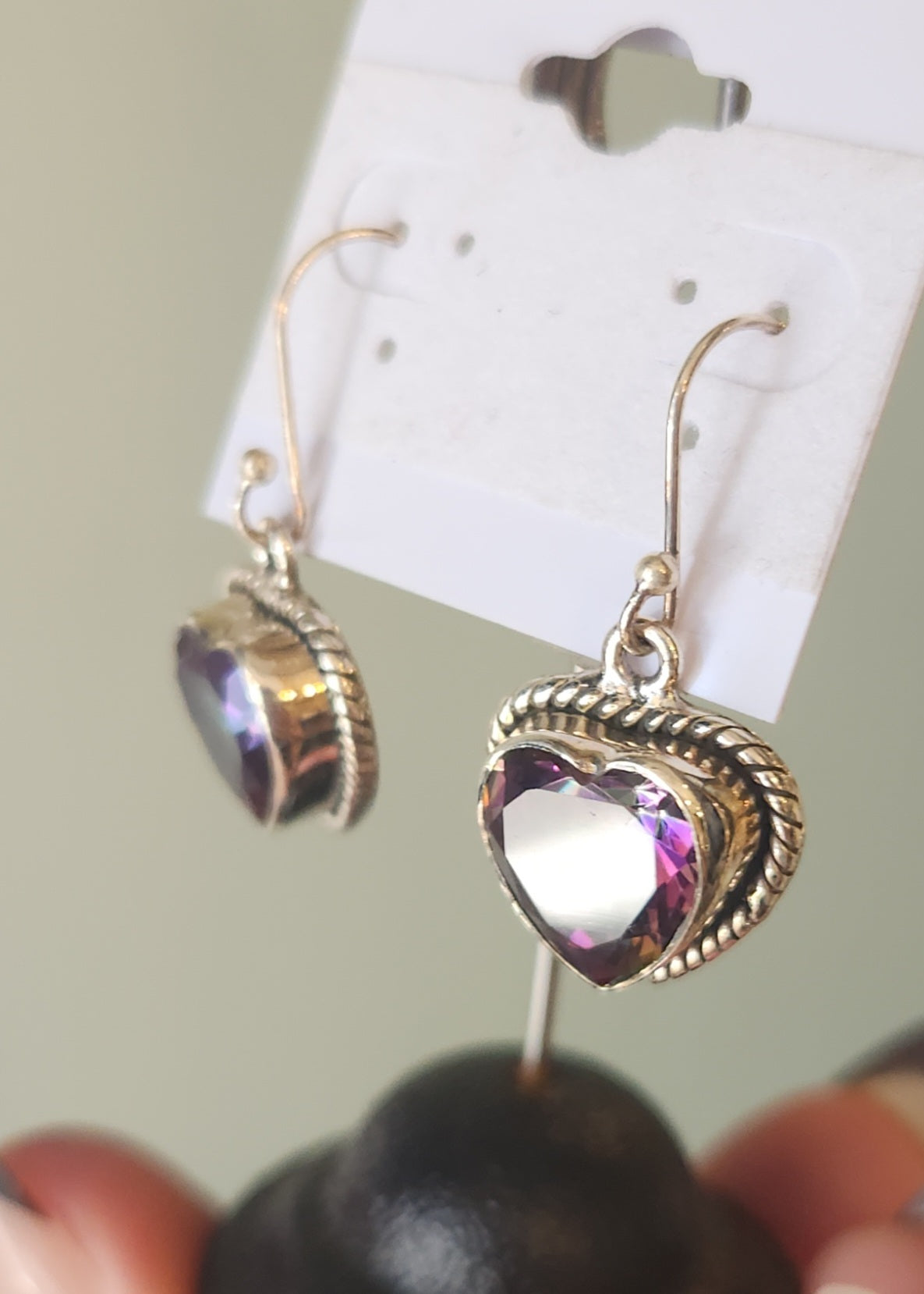 Sterling silver mystic topaz heart earrings