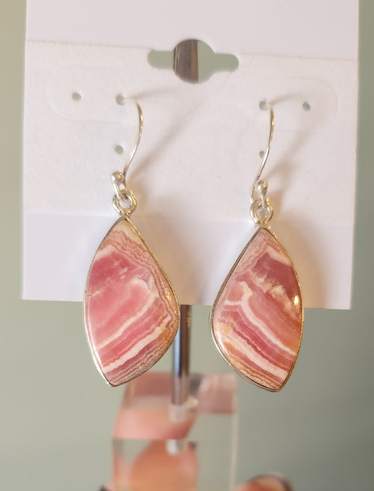 Sterling silver rhodochrosite earrings