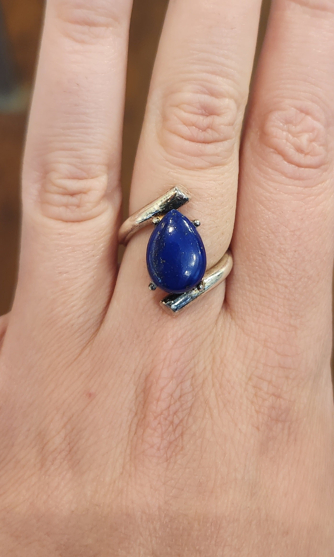 Sterling silver lapis bypass ring