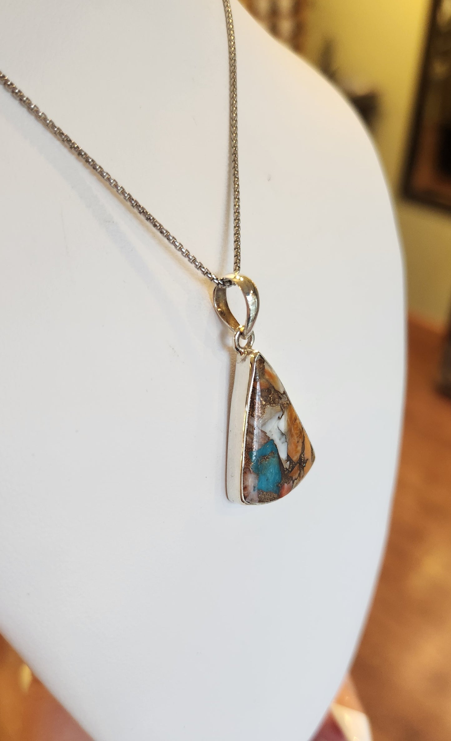 Sterling silver oyster turquoise pendant