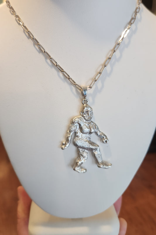 Sterling silver Bigfoot statement pendant and chain