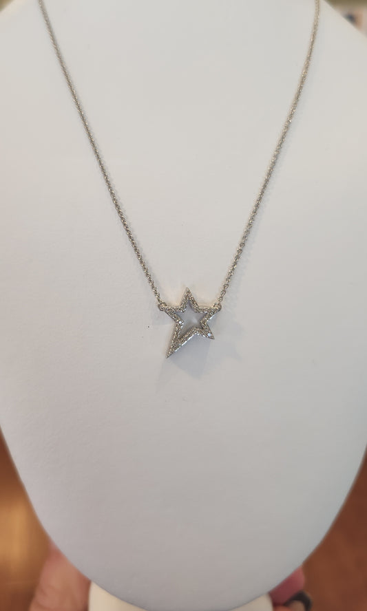 Sterling silver diamond star pendant