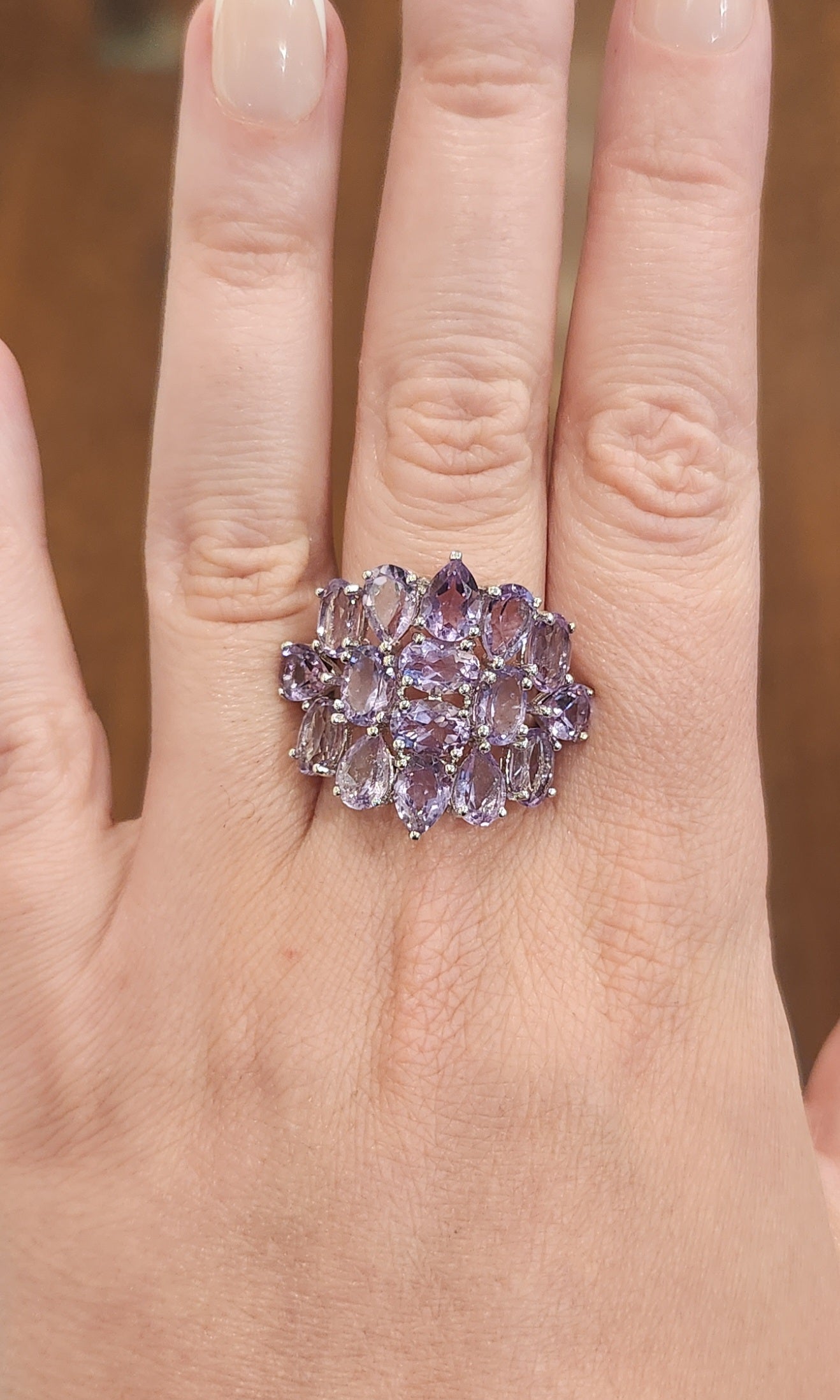 Sterling silver multi-stone amethyst statement ring