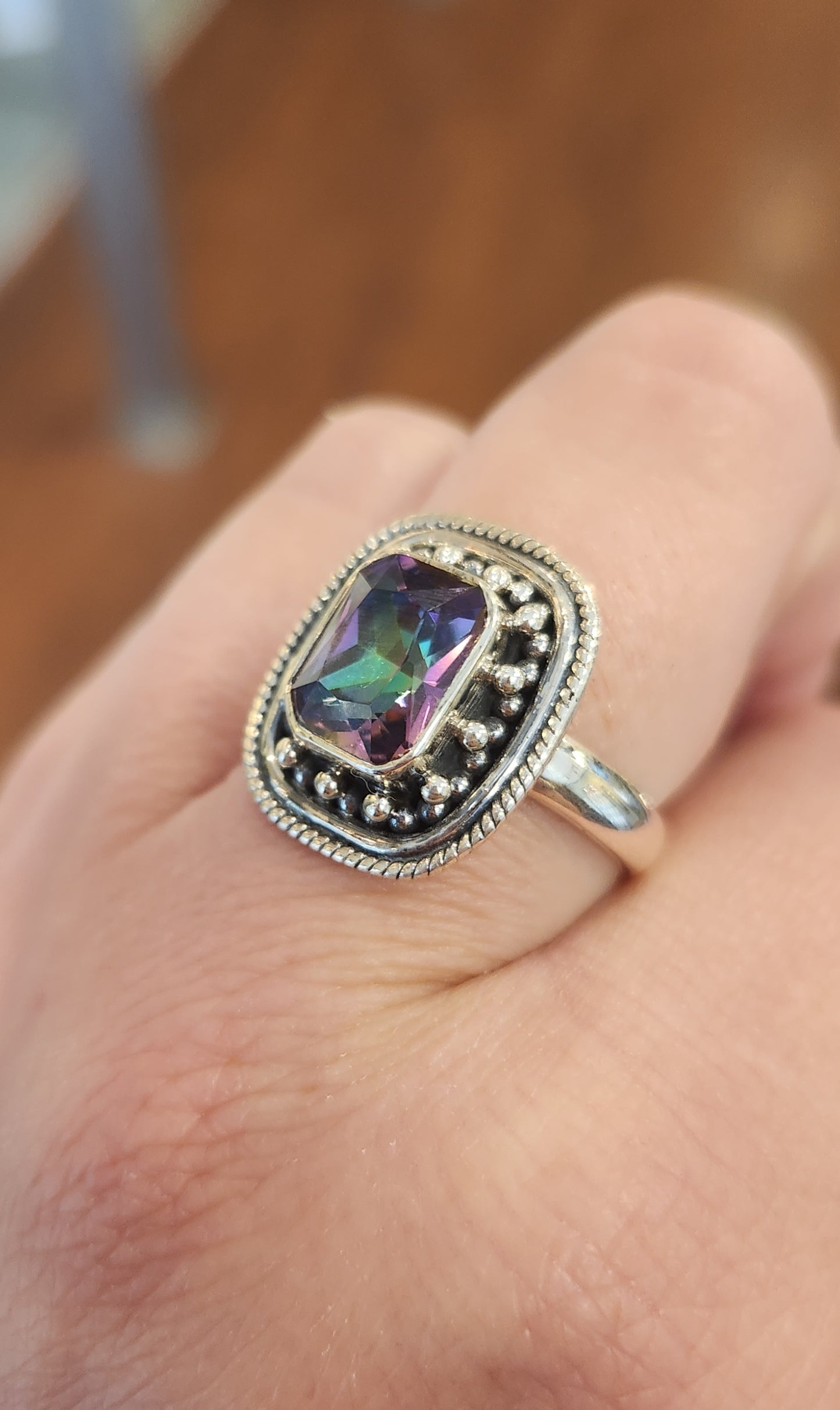 Sterling silver mystic topaz fashion ring