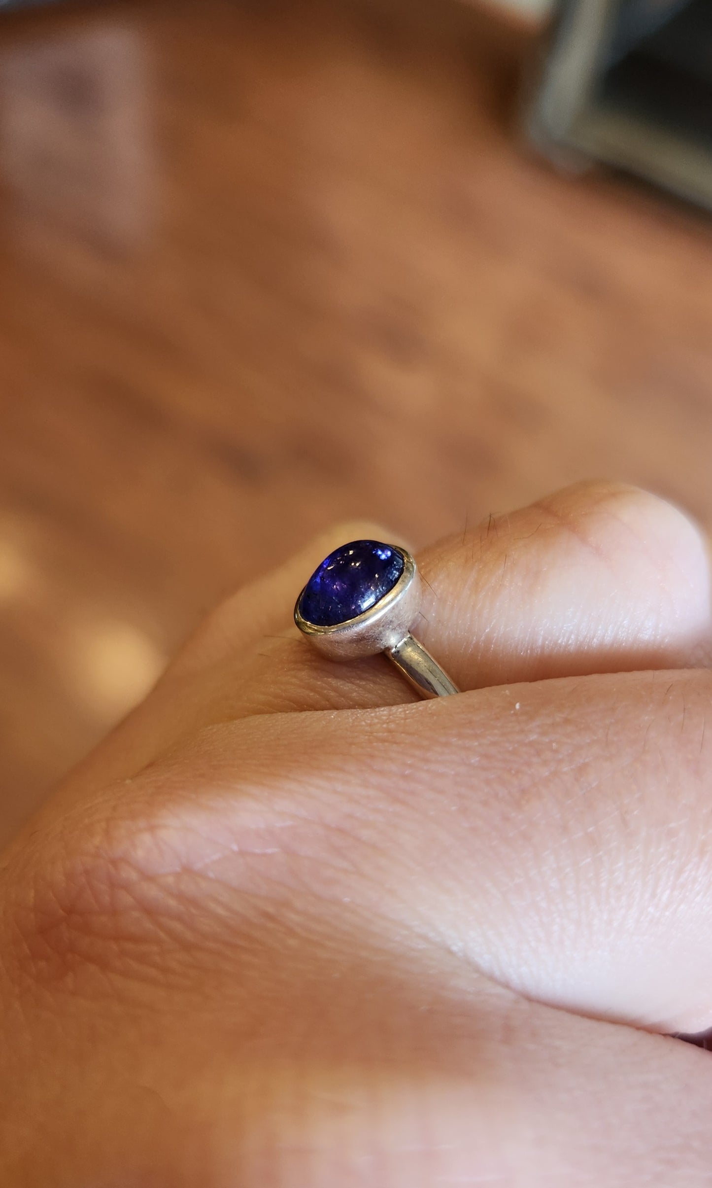 Sterling silver oval tanzanite ring