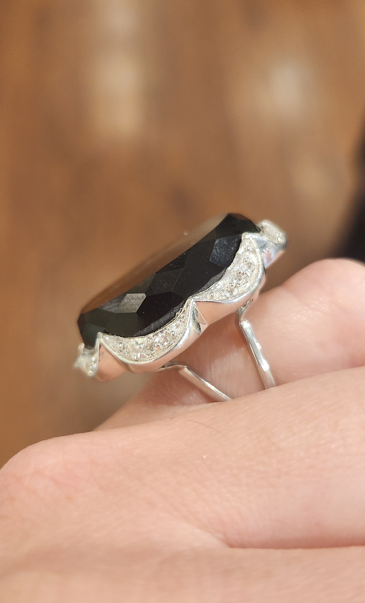 Sterling silver smokey quartz statement ring