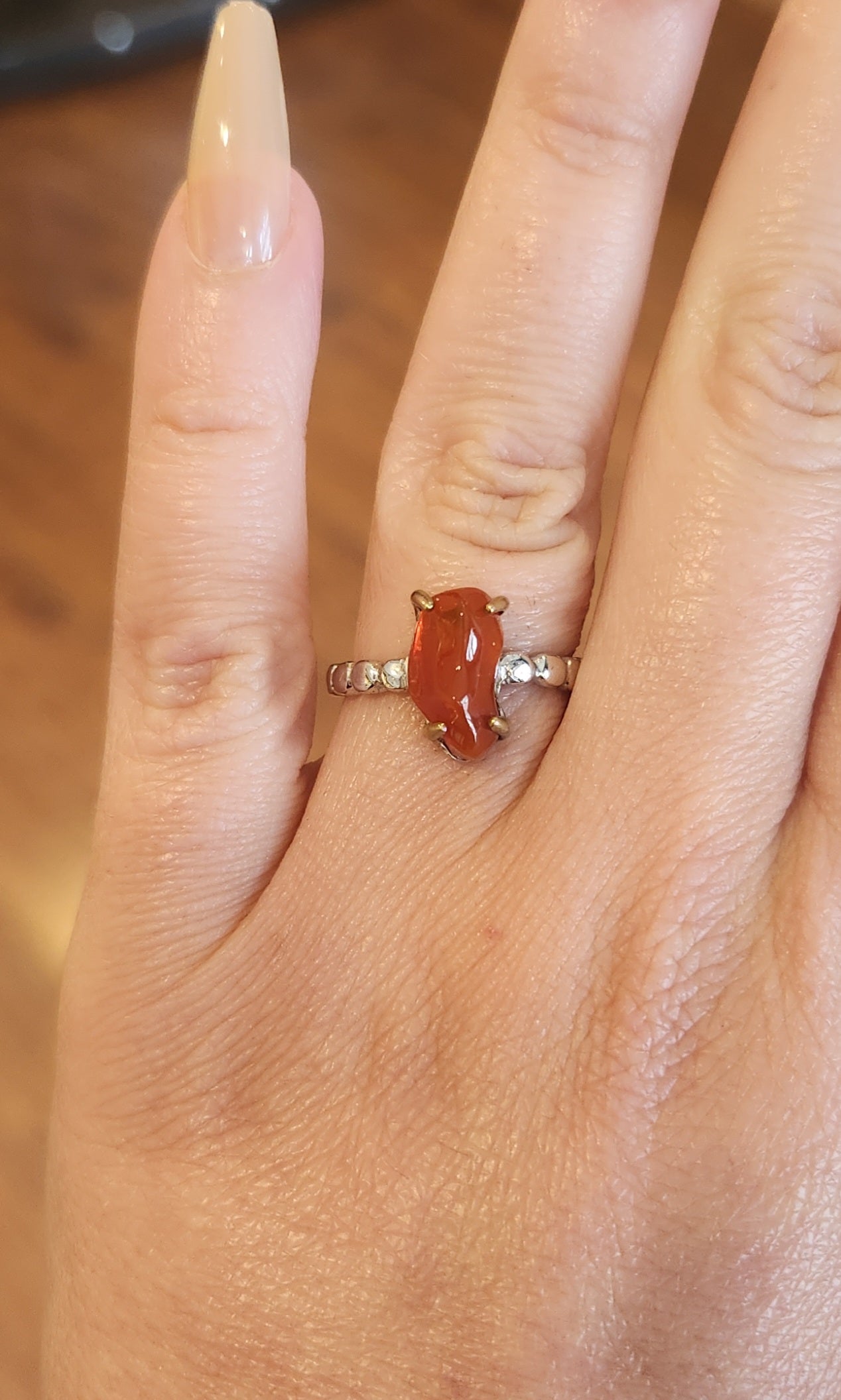 Sterling silver Mexican fire opal ring