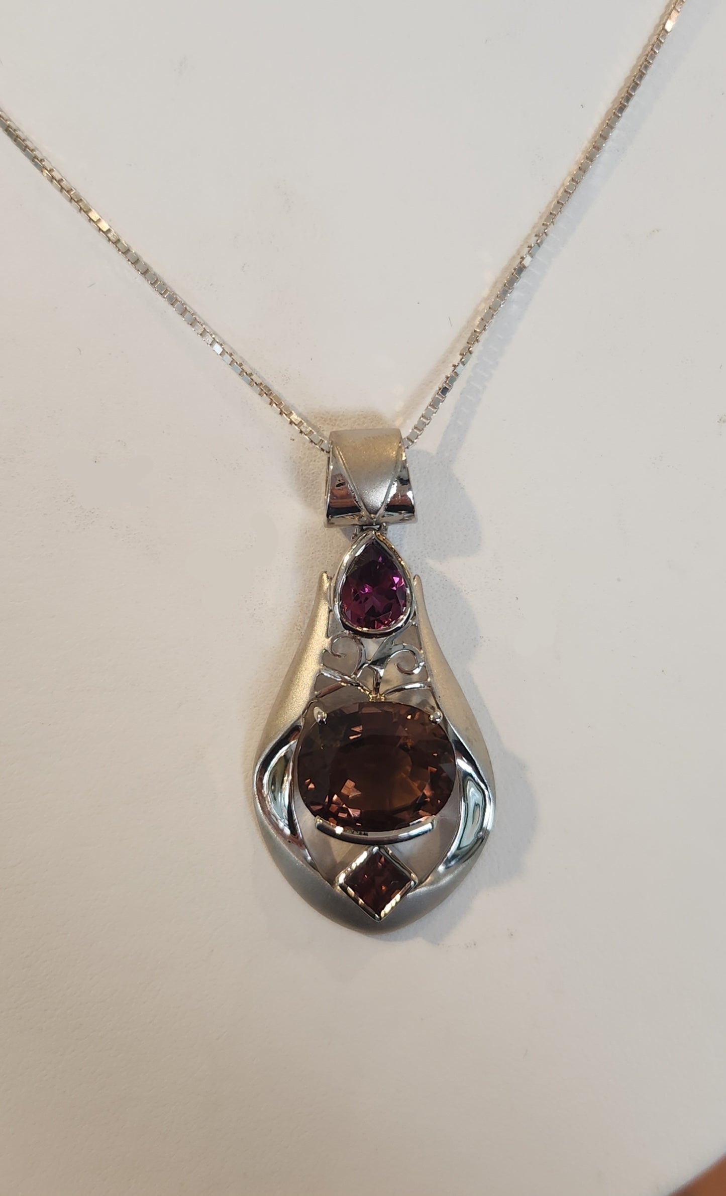 Sterling silver tourmaline statement pendant