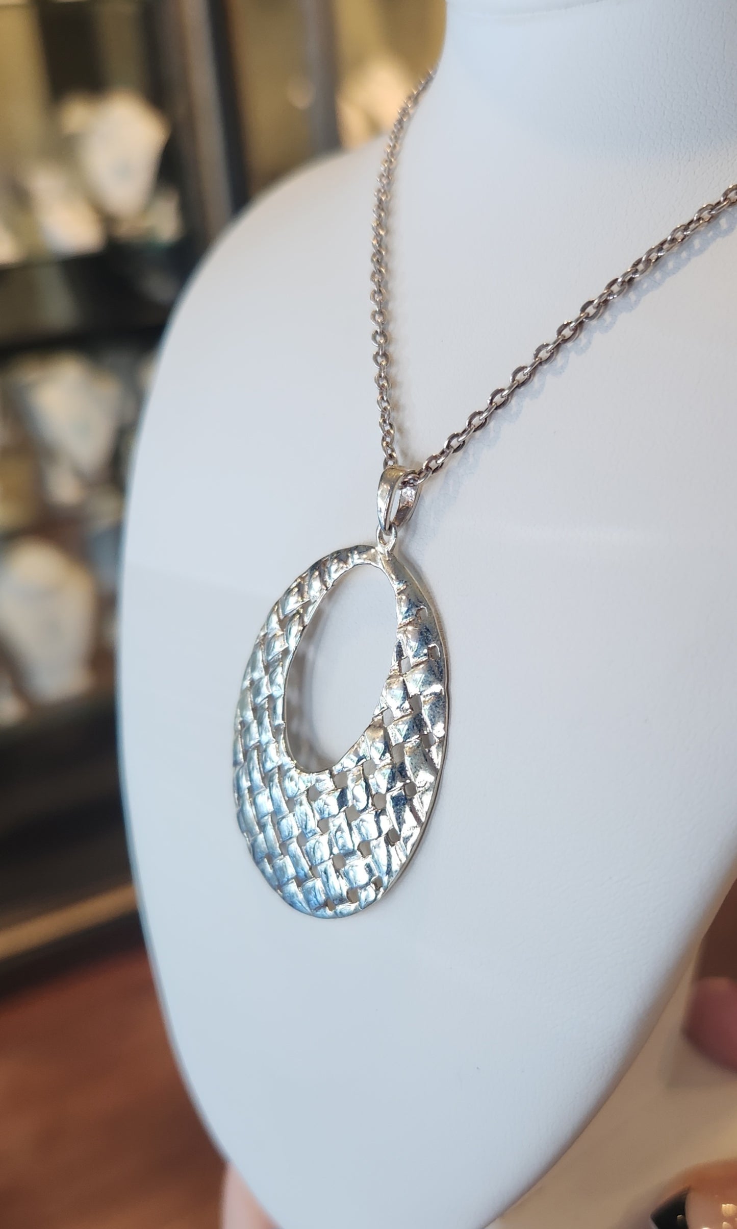 Sterling silver wafer fashion pendant