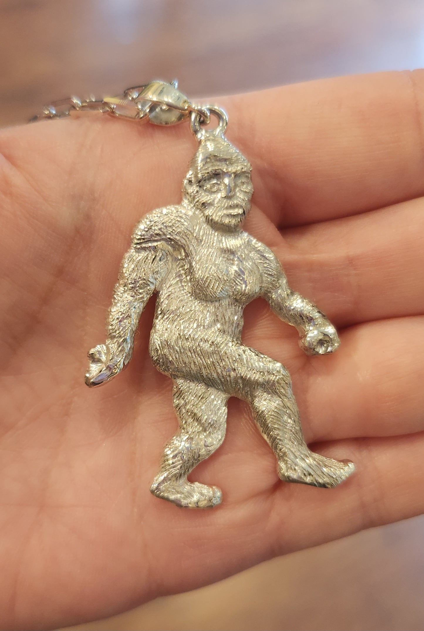 Sterling silver Bigfoot statement pendant and chain