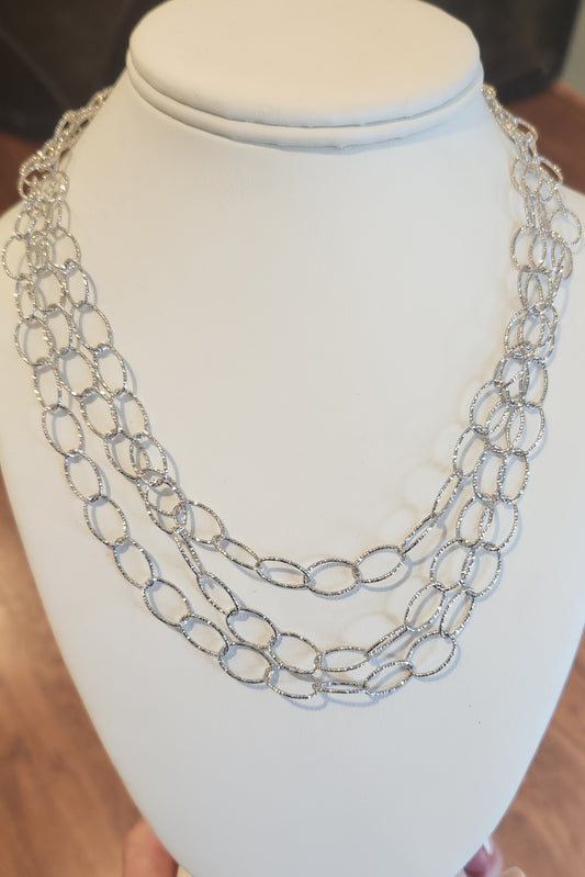 Sterling silver multi-chain necklace