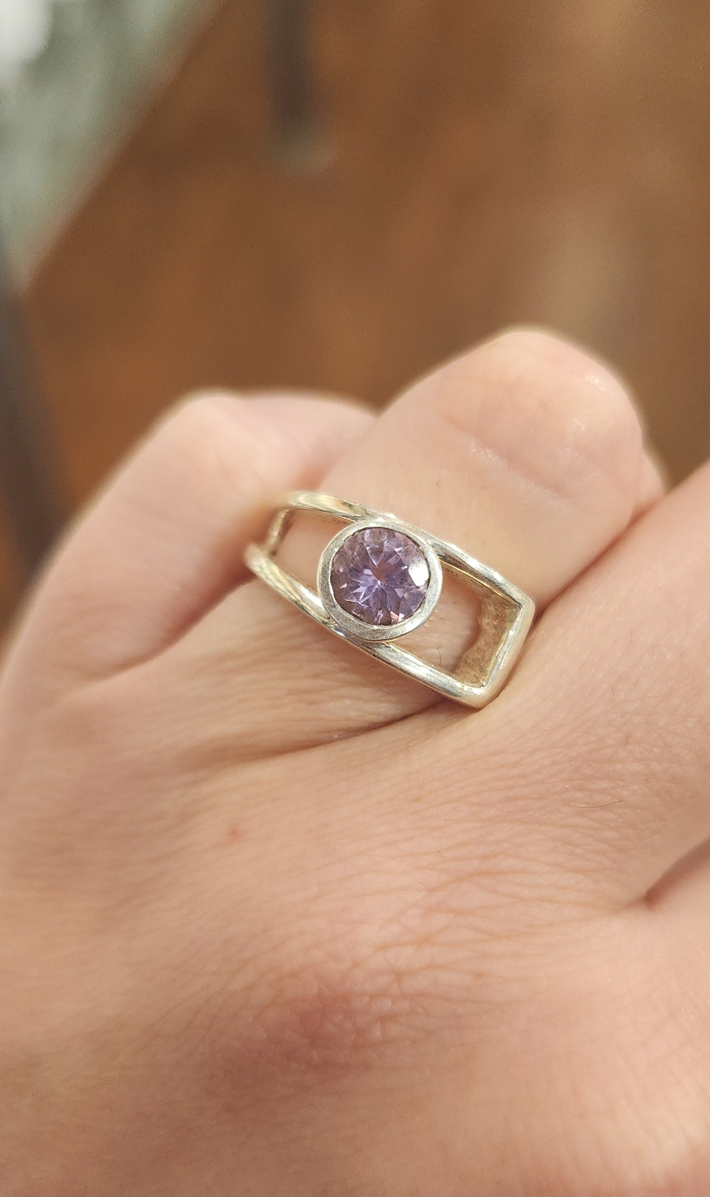 Sterling silver unique amethyst ring