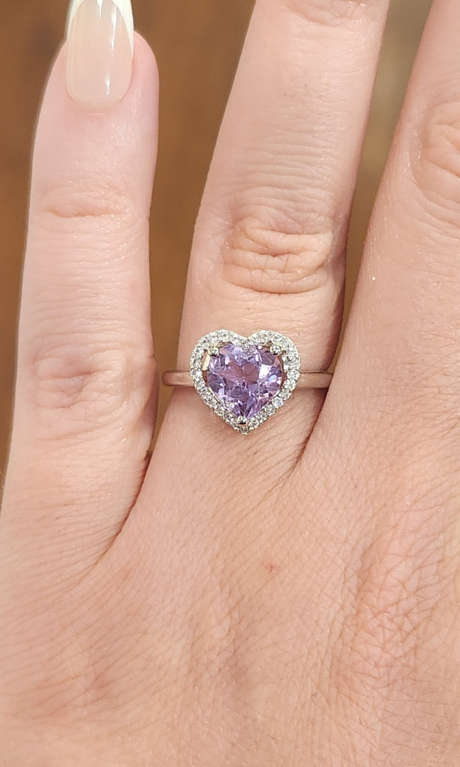 Sterling silver amethyst heart ring