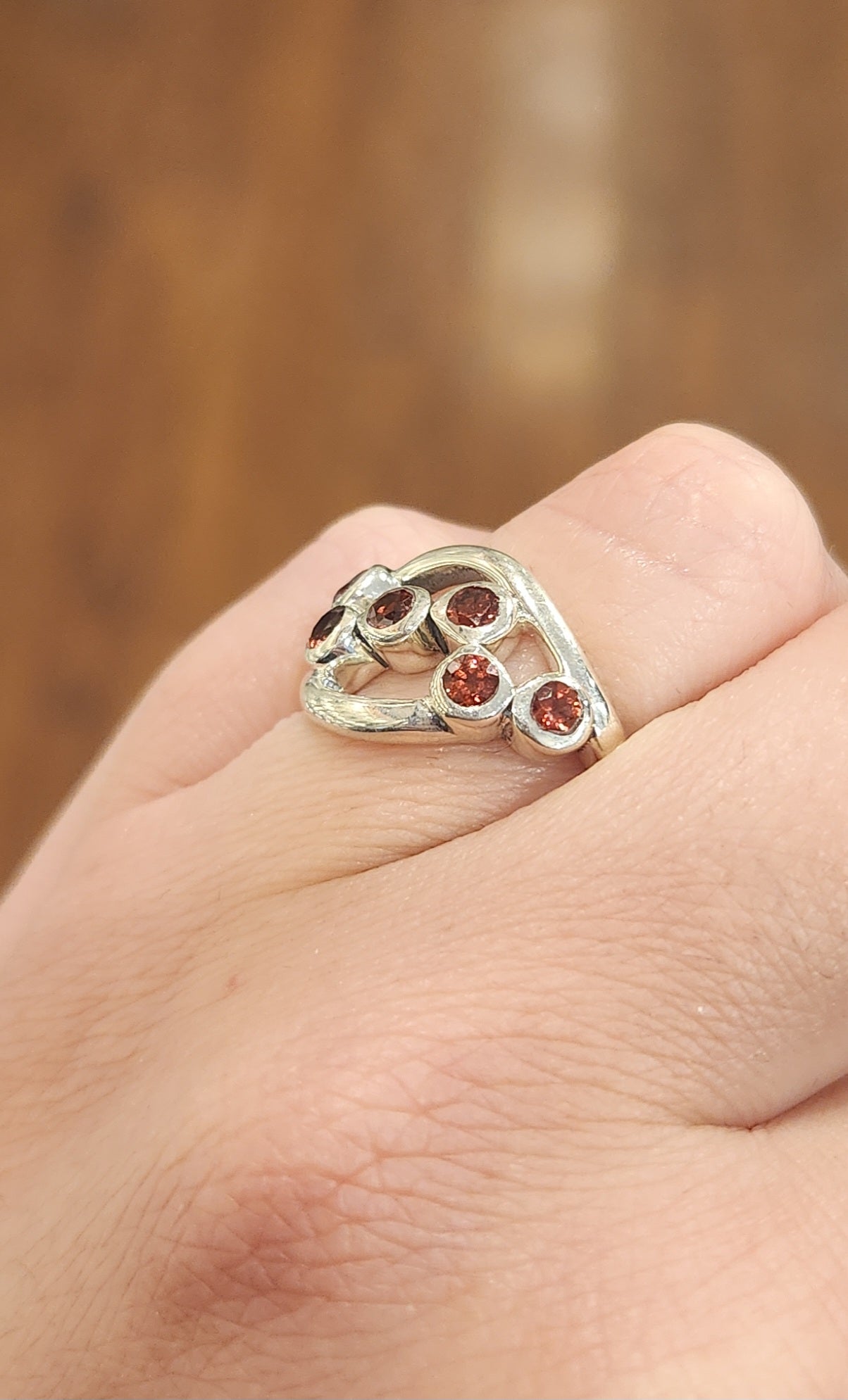 Sterling silver multi-stone garnet ring