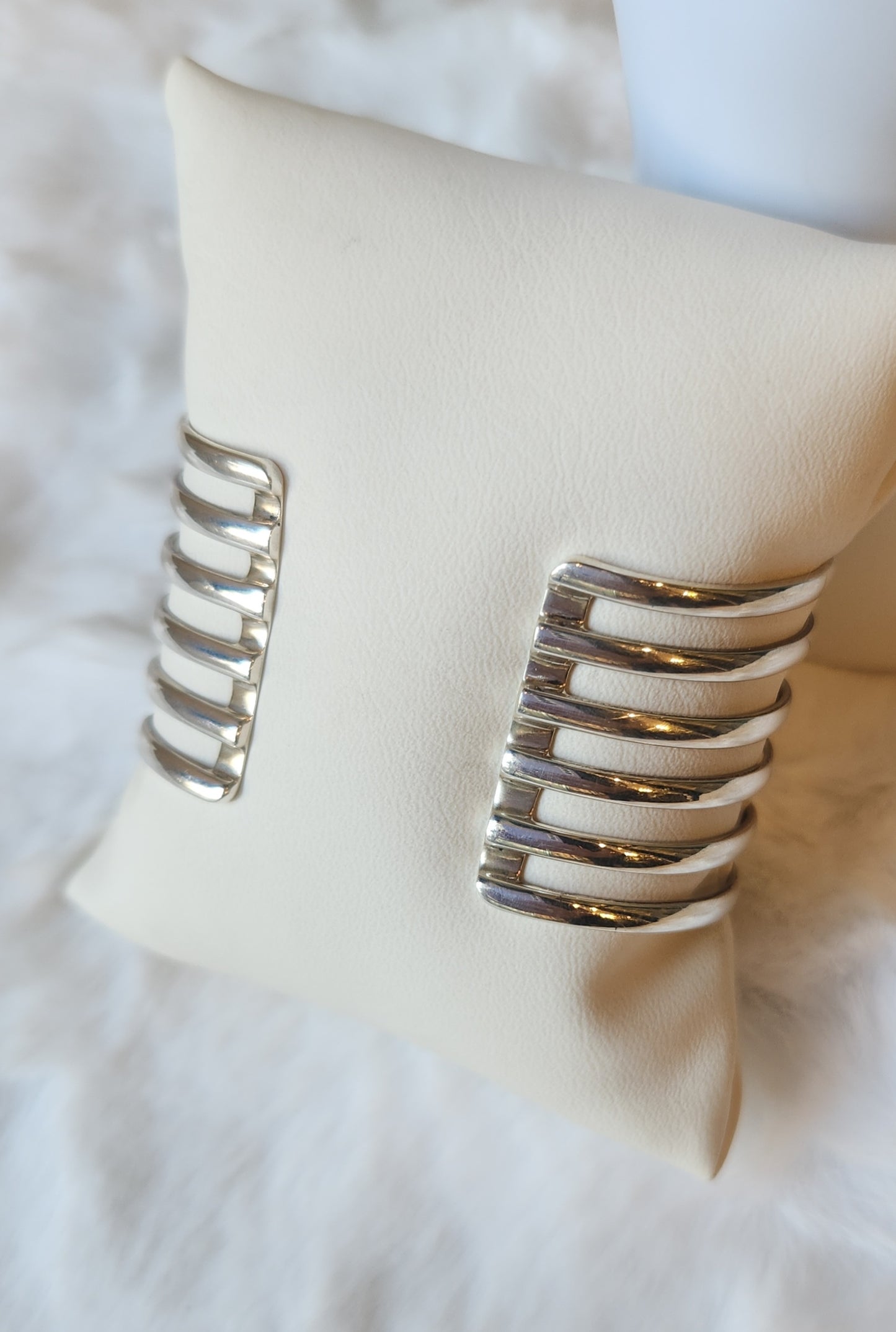 Sterling silver layered cuff bracelet