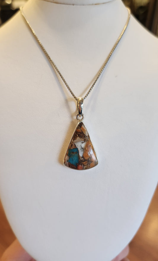 Sterling silver oyster turquoise pendant