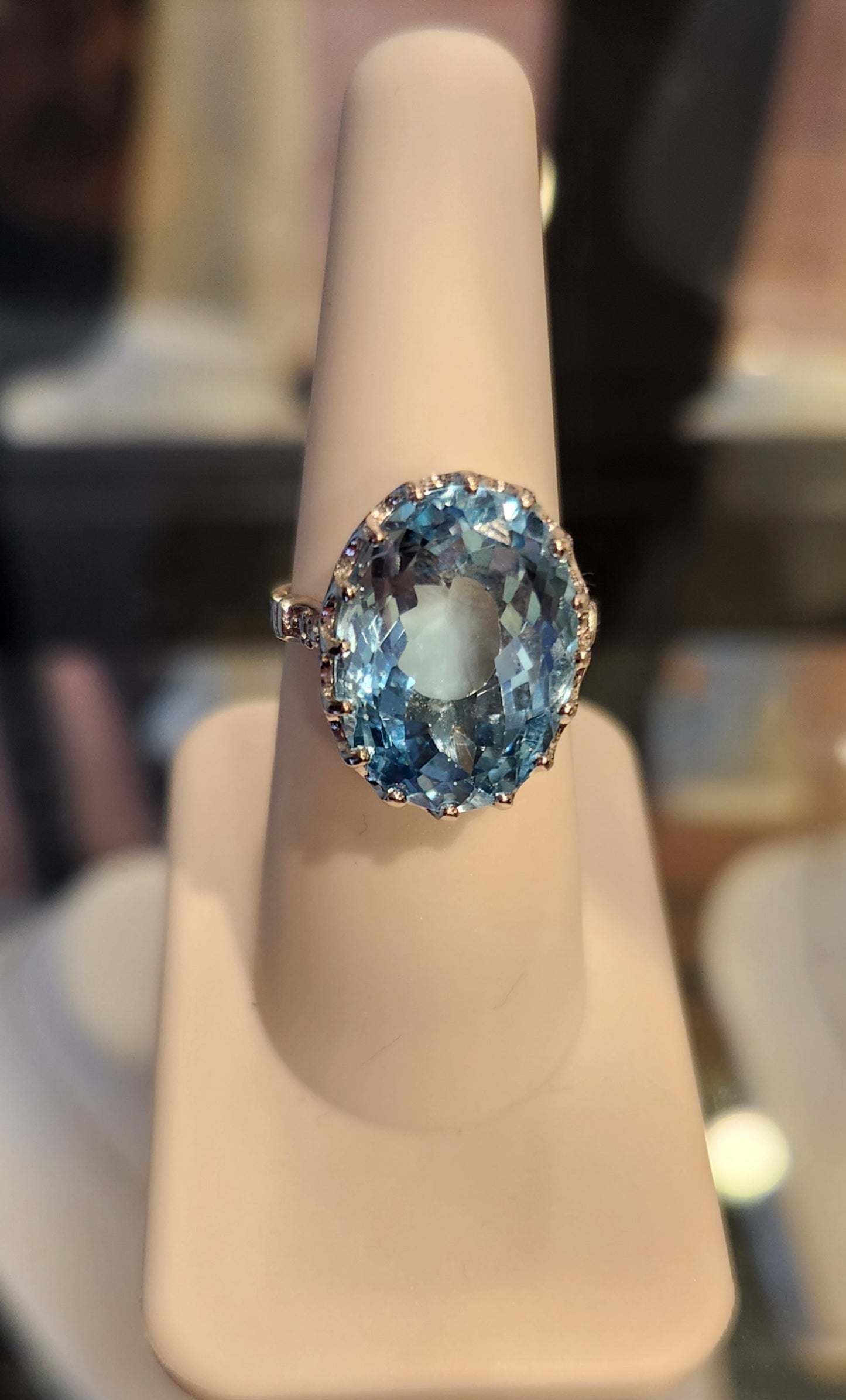 Sterling silver blue topaz statement ring