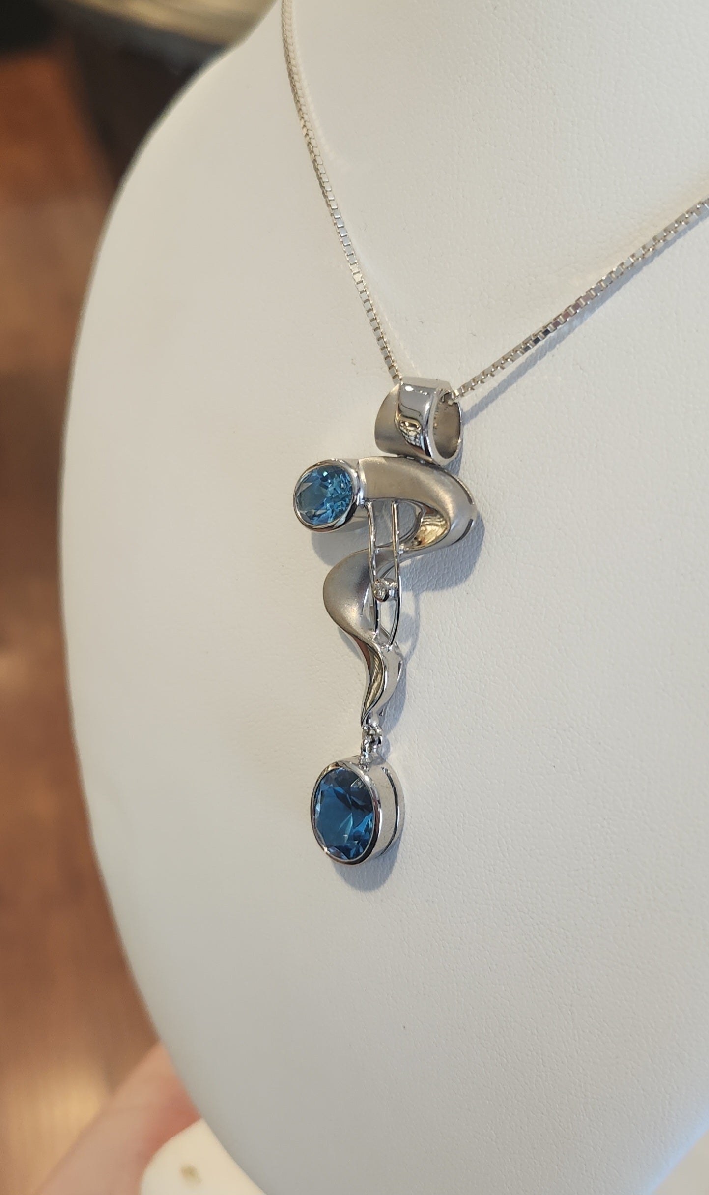 Sterling silver blue topaz statement pendant