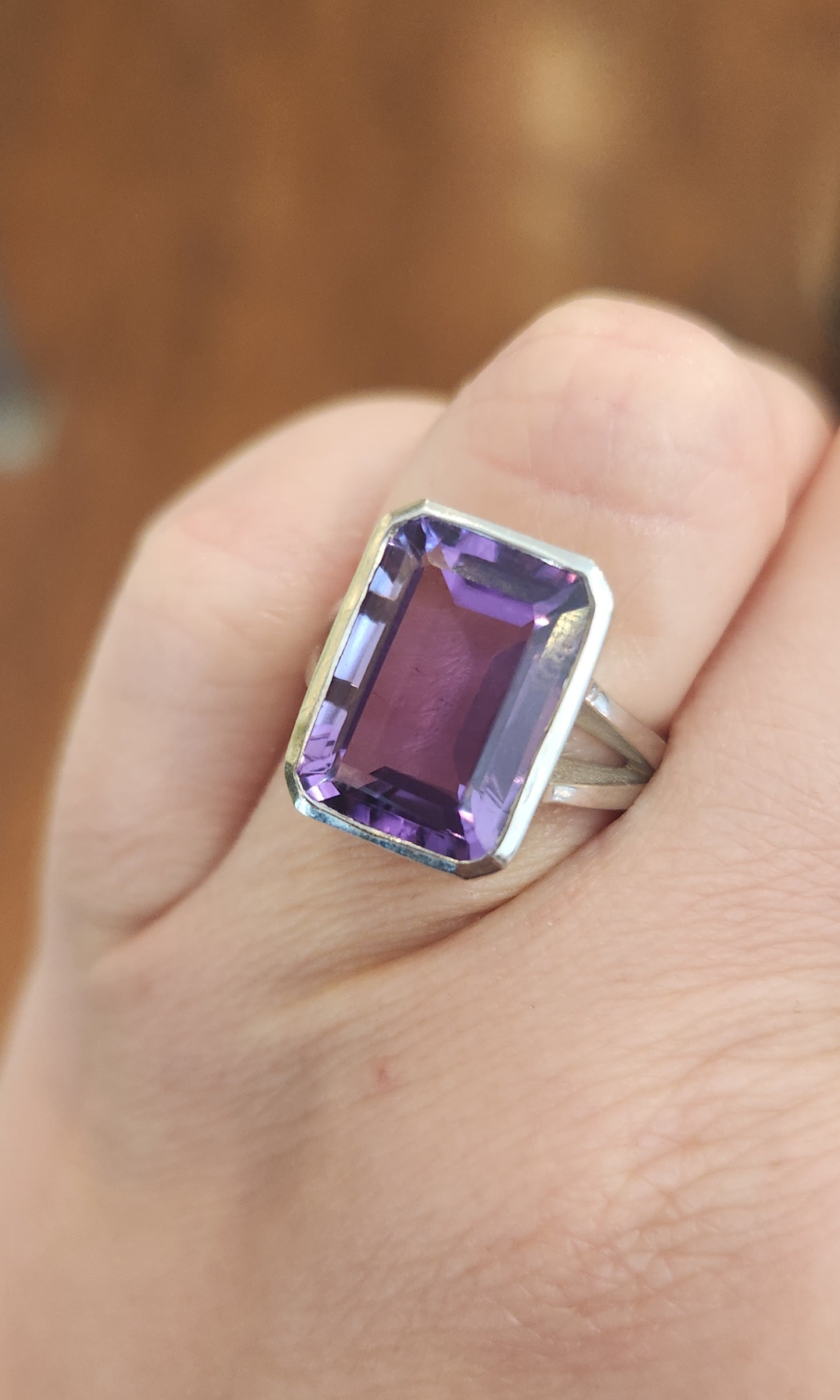 Sterling silver amethyst statement ring